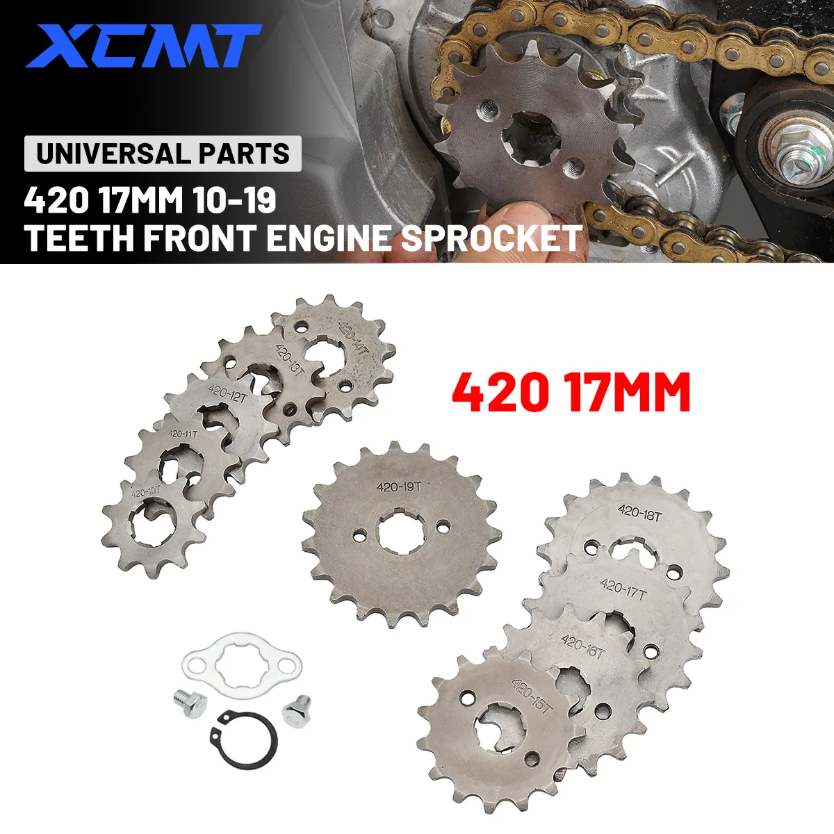 

420# 17mm 10 11 12 13 14 15 16 17 18 19T Teeth Front Engine Sprocket For Dirt Pit Monkey Dax Bike Go Kart ATV Quad Motorcycle