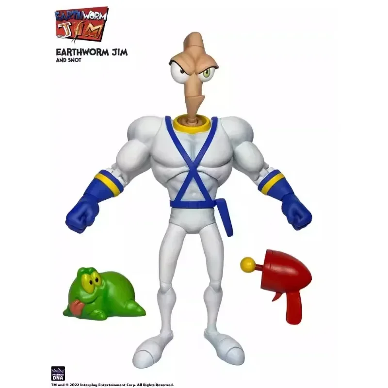 PDNA Earthworm Jim Movable Joint Action Figure EARTHWORM JIM SNOT WORM BODY AND JIM HEADS PACK Figure Model Collect Ornaments