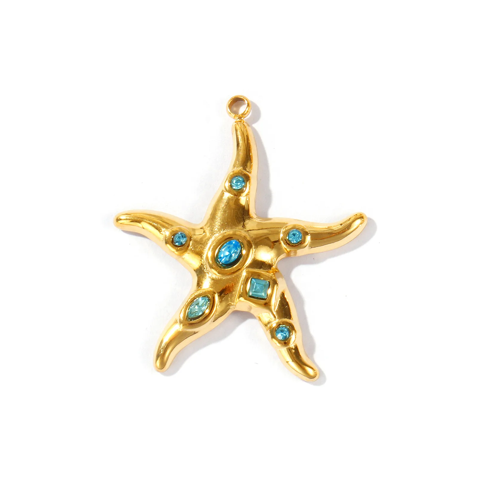 2 Stück wasserdichter Ozean-Schmuck aus 304 Edelstahl und Strass, 18 Karat vergoldete Seestern-Anhänger für die DIY-Herstellung, 3,2 cm x 2,8 cm – Detail 6