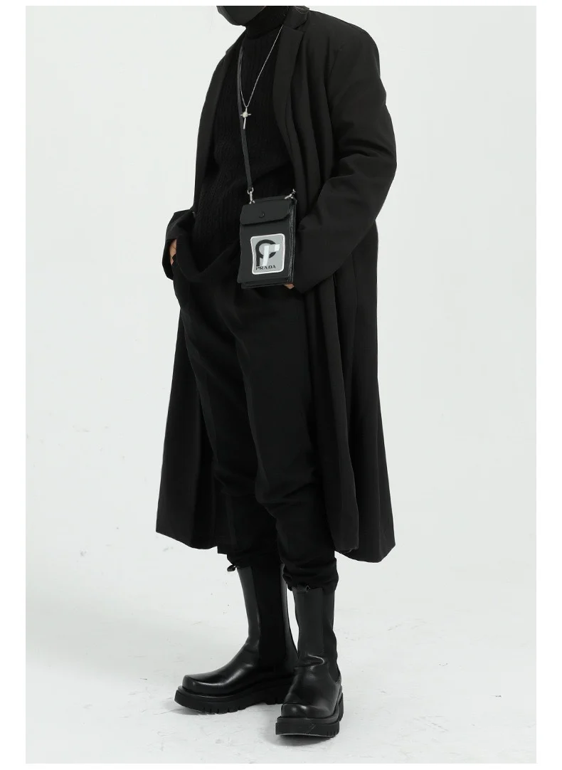 YamamotoStyle autumn and winter new Japanese casual over the knee in long couples handsome trench coat men