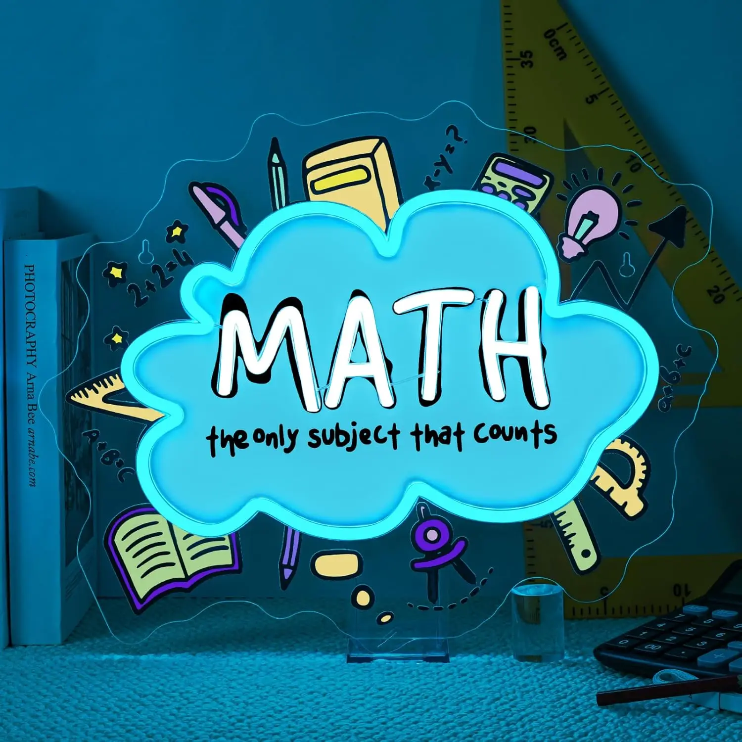 

Math Neon Sign USB Powered LED Neon Light for Classrooms Study Rooms Party Gaming Room Bedroom Decoration Gift Art Wall Light