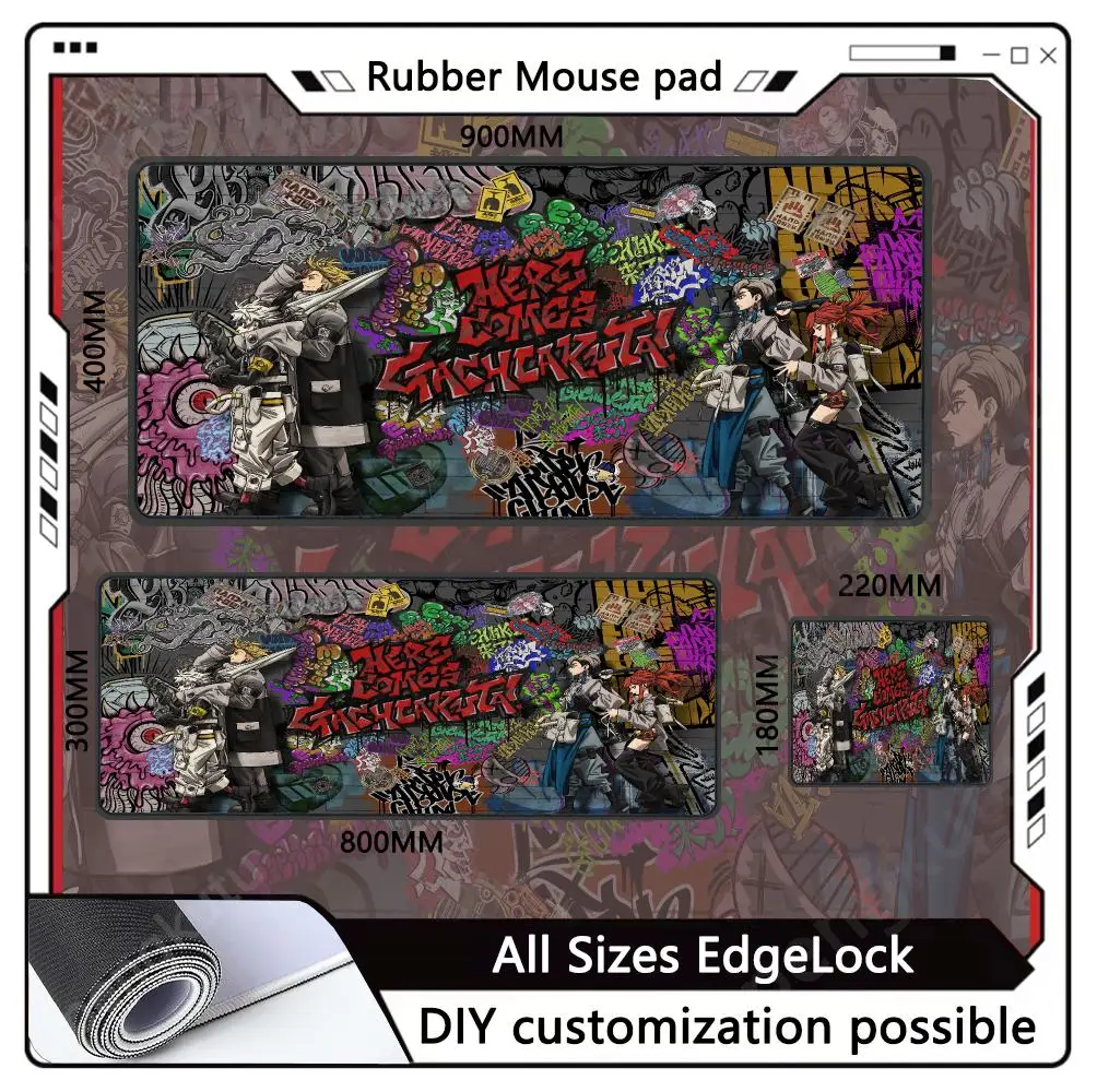 G_Gachiakutas Mouse Pad Laptop Gamer Popular Floor mats Non-Slip Rubber Cute Stuff Edge locking PC gamers Mousemat