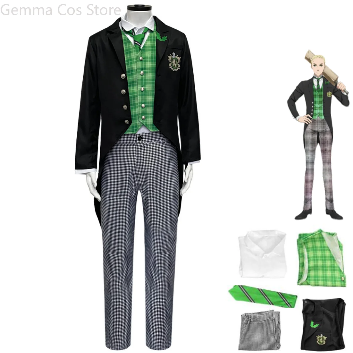 

Anime Black Butler Cos Public School Series P4 Herman Greenfil Cosplay Costume School Uniforms Man Carnival Halloween Suit