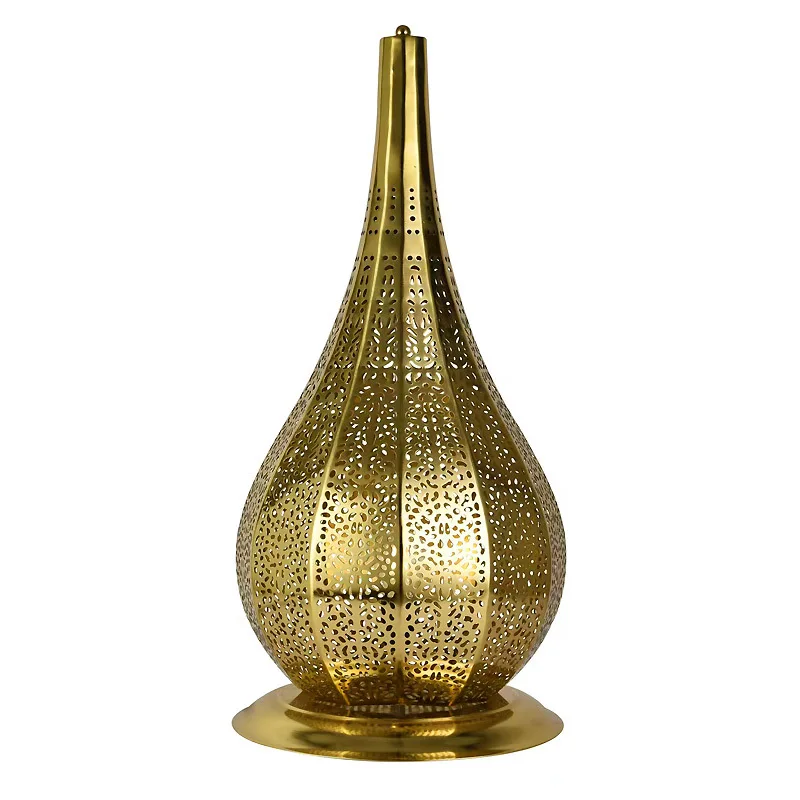 Golden Thai light luxury desk lamp Islamic restaurant coffee shop creative personality hollow Thai hotel desk lamp