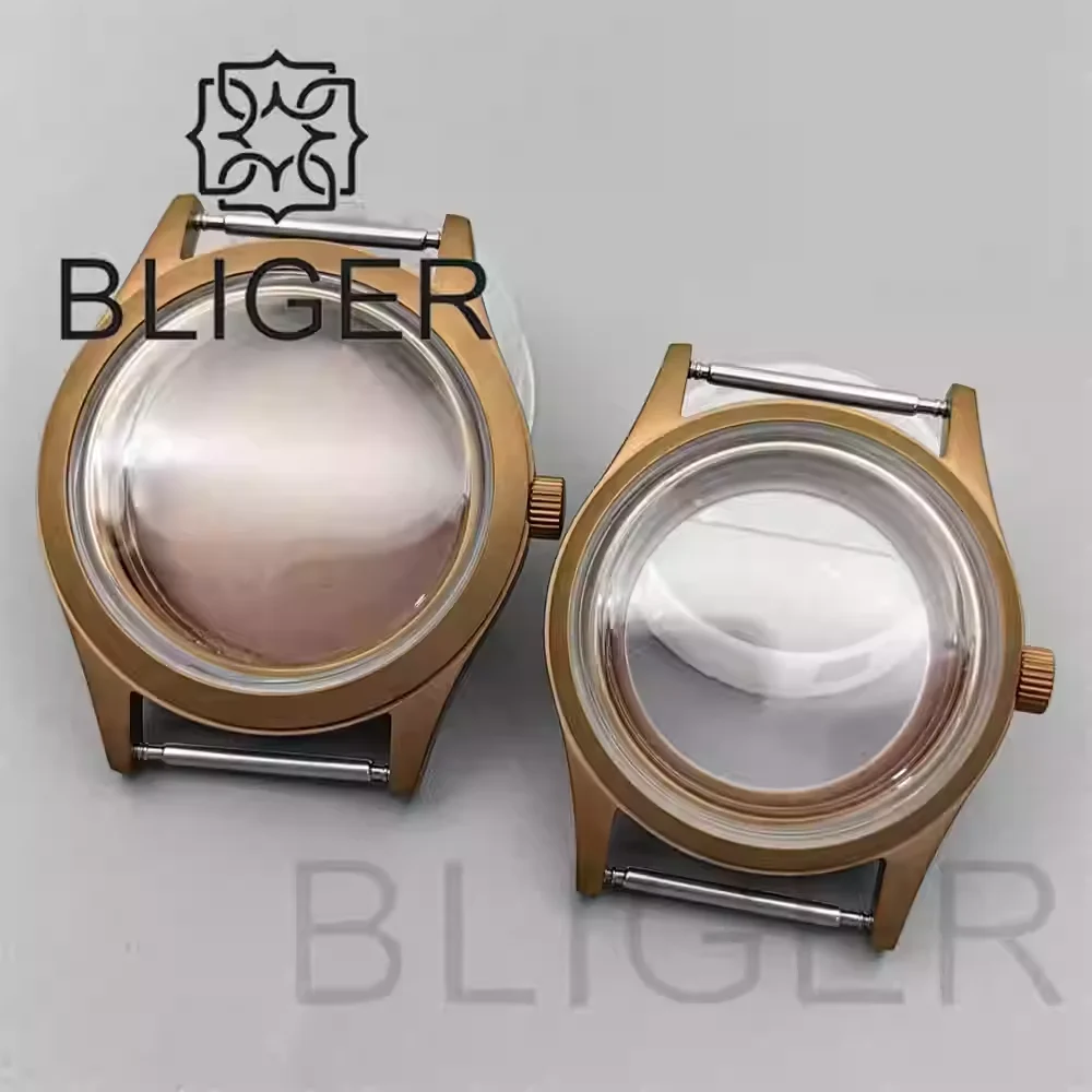 

BLIGER 36 мм 39 мм Коробка для часов Часть Латунь Бронза Матовый корпус часов Куполообразный K1 Минеральное стекло Подходит для NH35 NH36 NH38 ETA2824 PT5000 Механизм