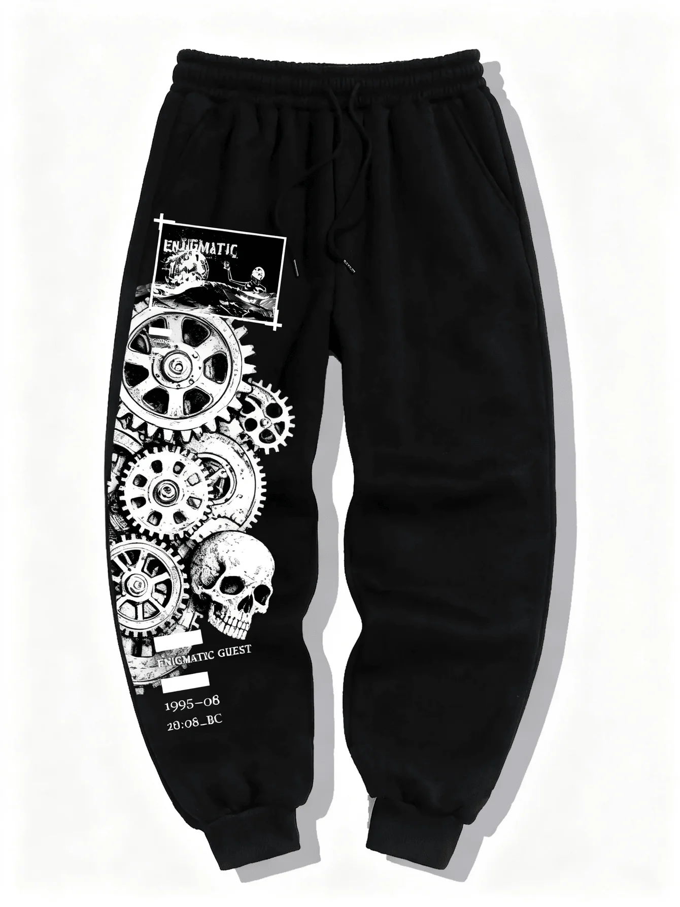 Vintage Gothic Winged Angel Graphic Sweatpants Men Women Jogger Pants Loose Fit Cuffed Bottom Pants for Goth Streetwear Outfit
