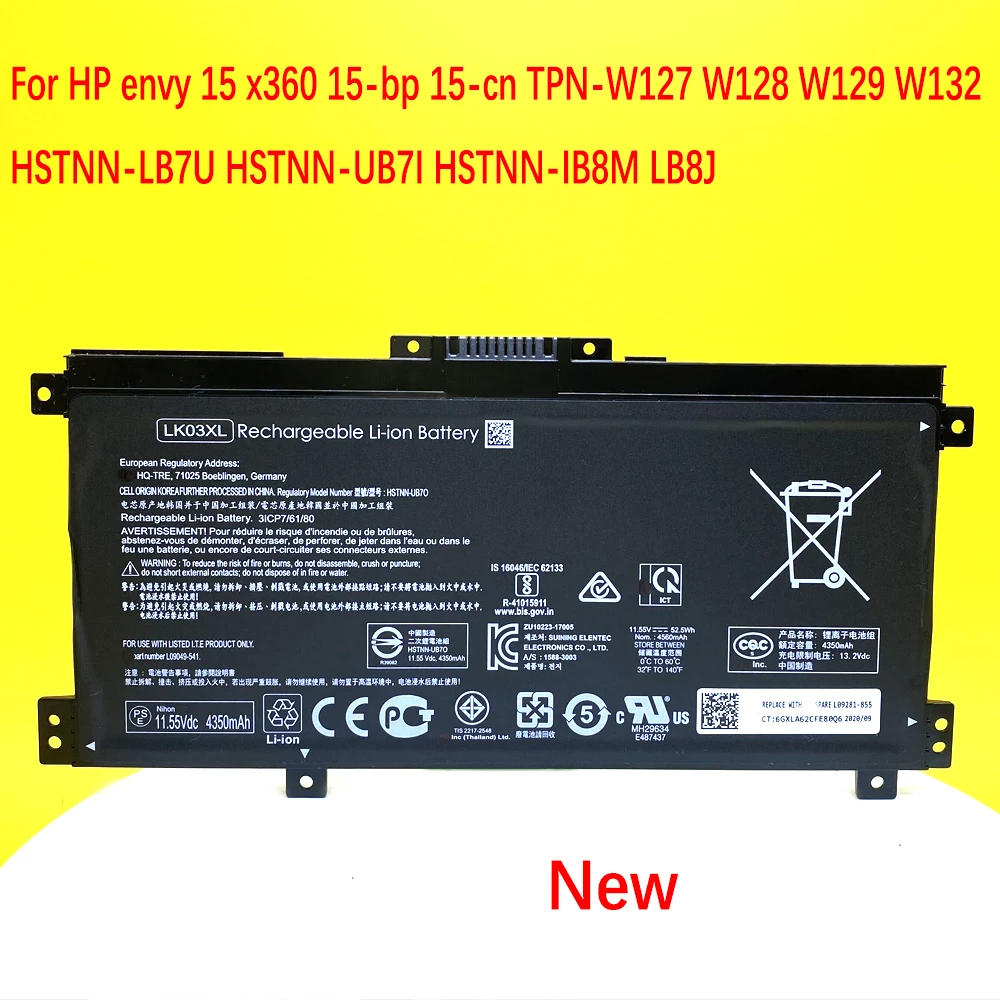 

New LK03XL Battery For HP ENVY X360 15-bp 15-cn TPN-W127 W128 I129 W134 W135 W137 HSTNN-LB7U UB7I IB8M L09281-855