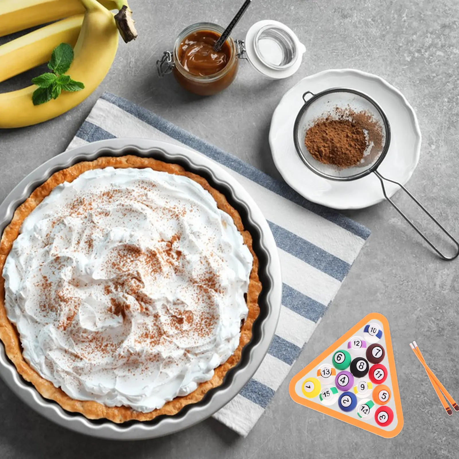 

2Sets Billiards Theme Cake Adorn Flexible Glue DIY Birthday Wedding Party Baking Decor Dessert Ornament Billiards Cake Decor