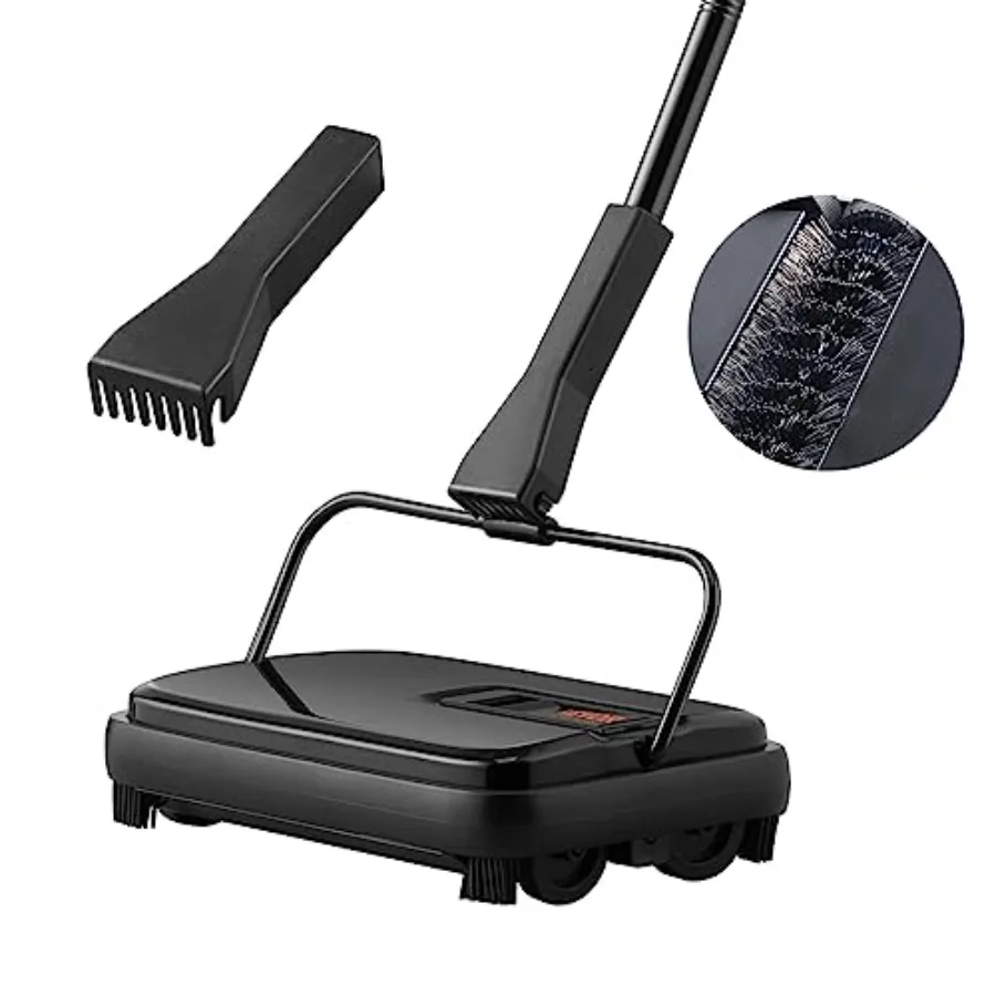 

Carpet Sweeper 7.87 in Sweeping Paths Floor Sweeper Manual Non Electric 300 ml Dustbin Capacity with Comb for Home Office Rugs