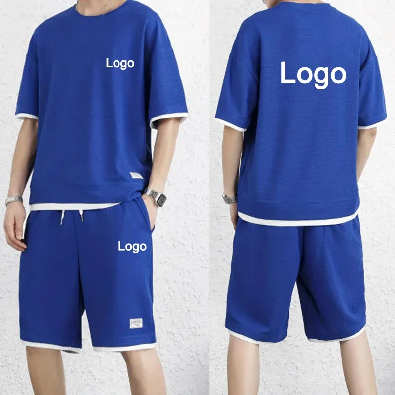 Customized Printed T-shirts Short Pants 2-Piece Suit Men Summer Fashion Short Sleeve Tracksuit Set Shorts Streetwear Tee Tops