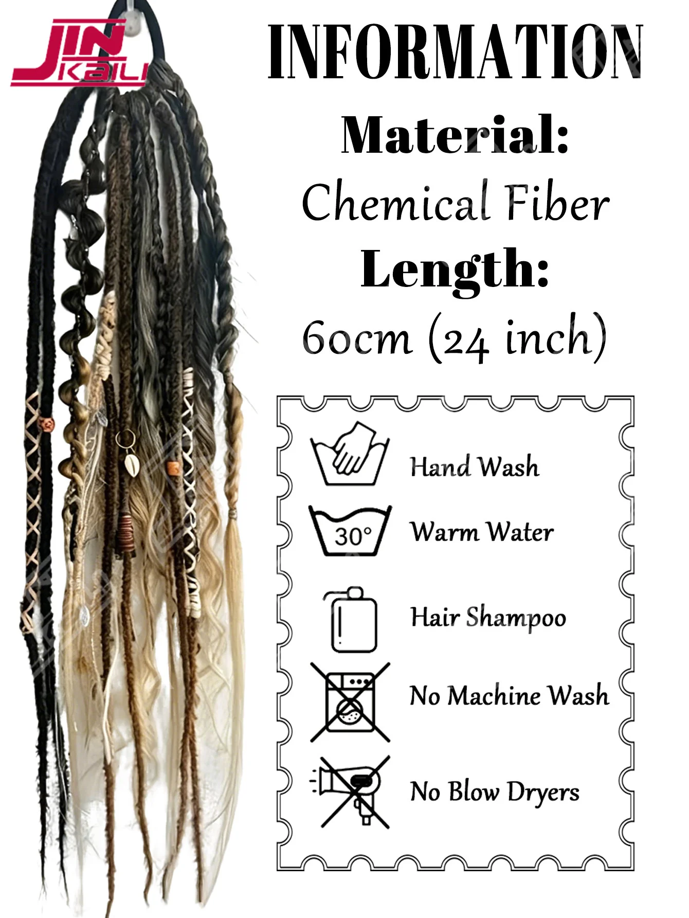 JKL Women's Braided Wigs Ponytail Boho with Hair Tie Braided Ponytail Extension DIY Dread Ponytail Extensions Elastic