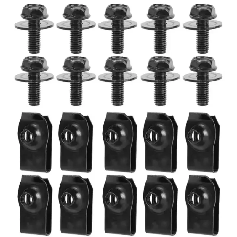 10/20PCS Automotive U-Nut Clip Fasteners Metal Bolt Screws M6 Underhood Splash Guard Mudguard Fixing Screws Auto Fastener 