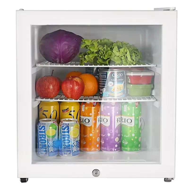48L Countertop Display Fridge Compressor Minibar Glass Door Single Zone Cabinet for Hotel Household Use Beverage Cooler