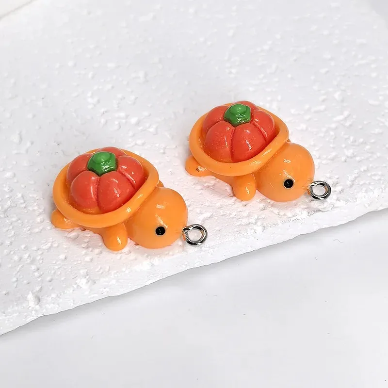 10 قطعة Kawaii الكرتون الفاكهة السلاحف السحر ثلاثية الأبعاد الراتنج العنب اليقطين الفراولة الحيوان المعلقات DIY بها بنفسك القرط المفاتيح صنع المجوهرات #6