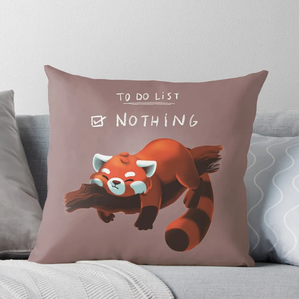 Red Panda Day - to Do List Nothing - Cute Fluffy Animal - Procrastinate Throw Pillow Couch Cushions