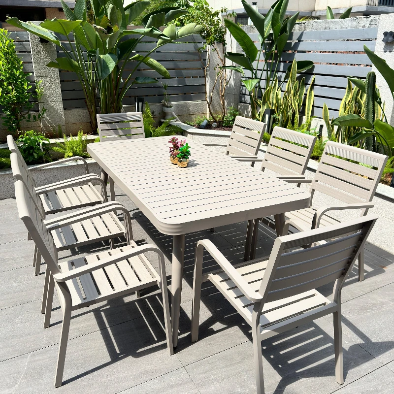 

Outdoor tables and chairs Courtyard villa All aluminum alloy open-air balcony Terrace Waterproof and sunscreen Simple