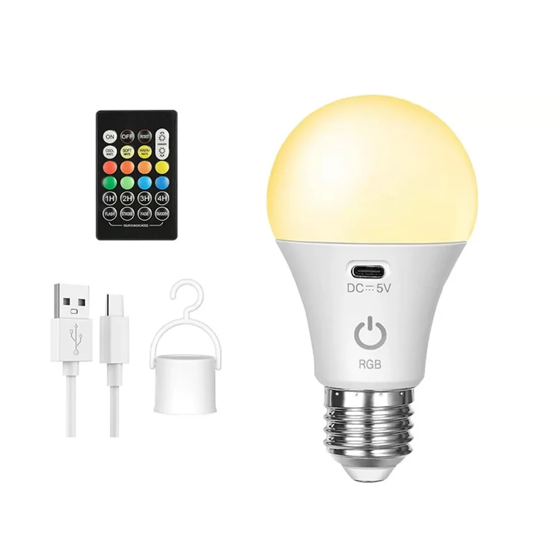 

BMBY-перезаряжаемая умная светодиодная лампа RGB USB-E27 с регулируемой яркостью и функцией синхронизации Беспроводная лампочка с батарейным питанием