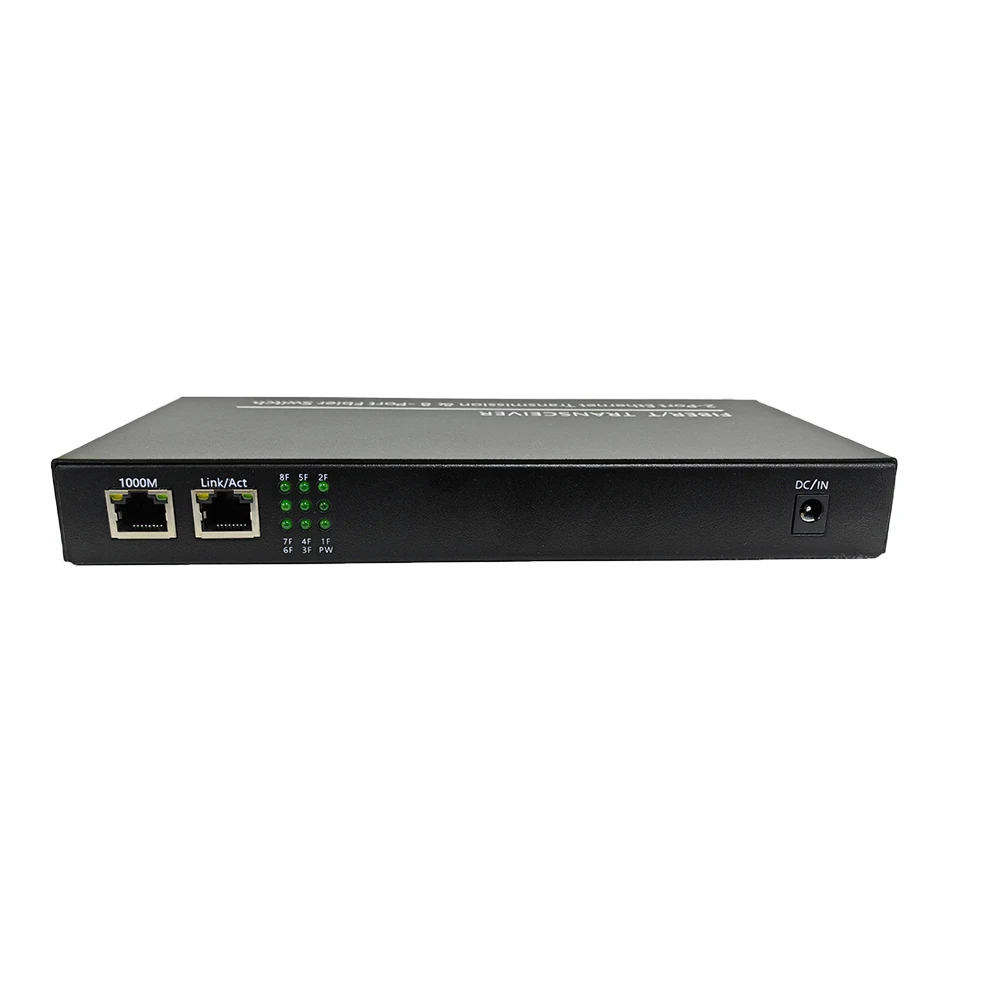 Gigabit Ethernet Fiber Switch 1.25G Fiber 8 Port 2 RJ45 Port Media Converter SC 20km SingleMode 100/1000Mbps Optical Transceiver