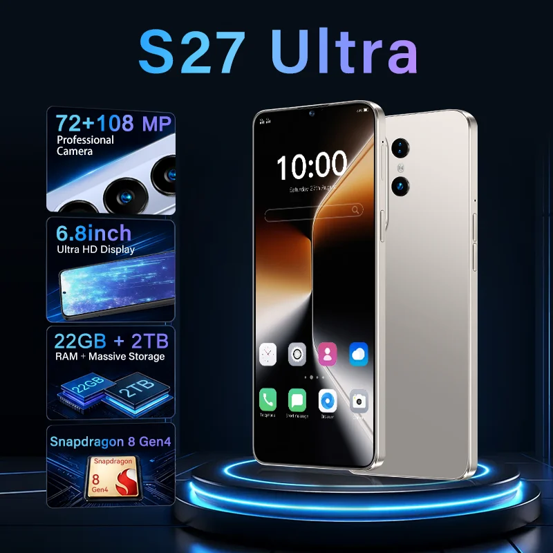 

2026 NEW High Quality S27 Ultra Global Version Original HD 5G Dual Card Intelligent Standby System 8000mAh Battery