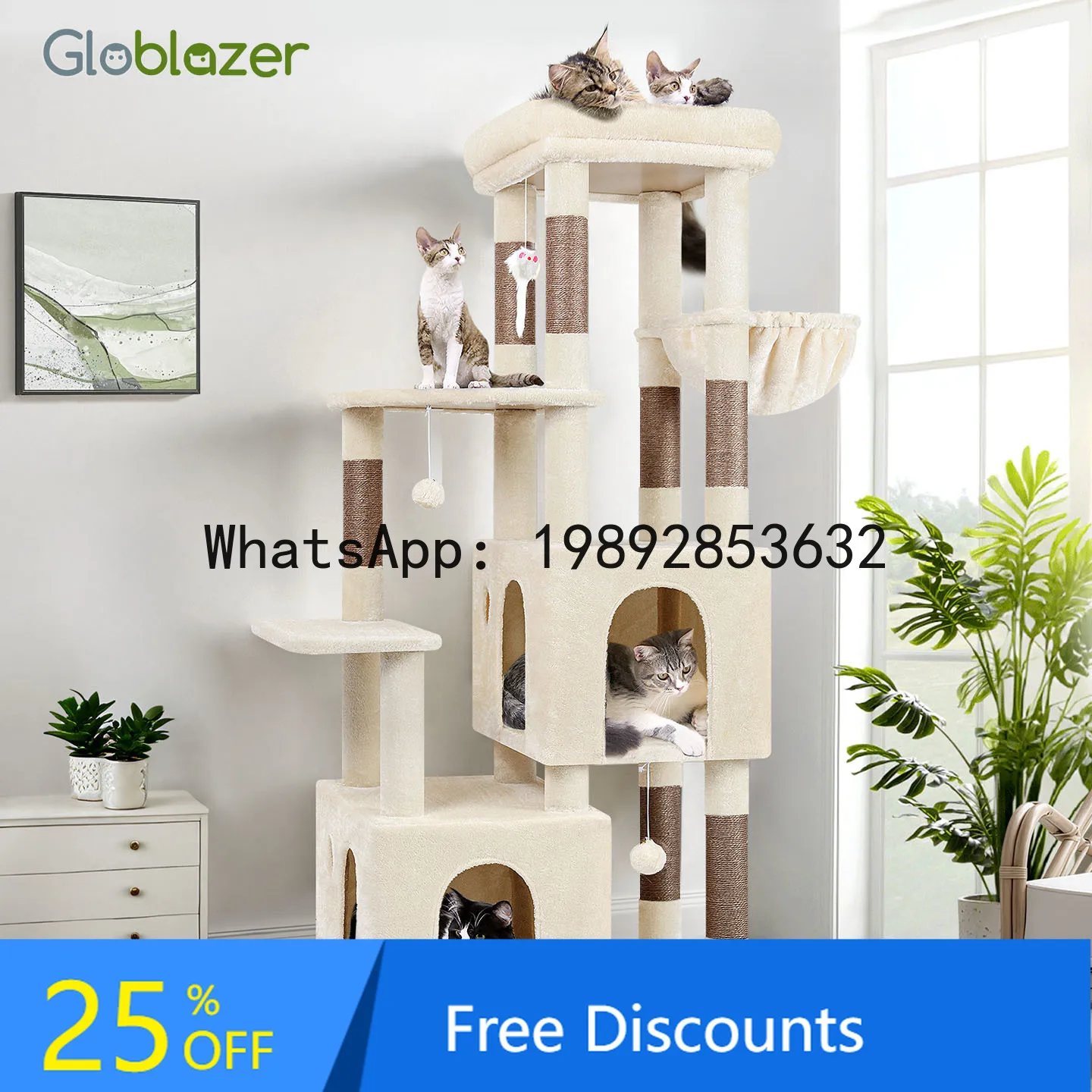 

XL Cat House Integrated Large Cat Special Small Apartment Space-Saving All-Season Cat Climbing Frame