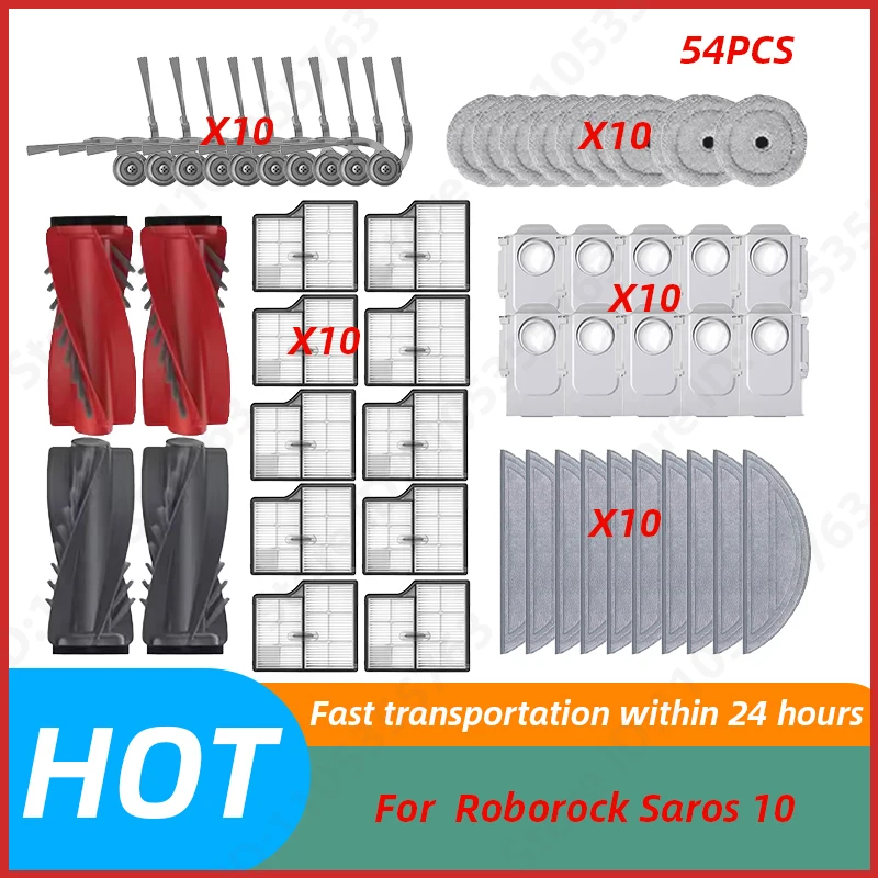 

Roborock Saros 10/Roborock S9 MaxV Ultra Robot Vacuum Spare Parts Main Side Brushes Mop Cloths HEPA Filters Dust Bags Accessorie
