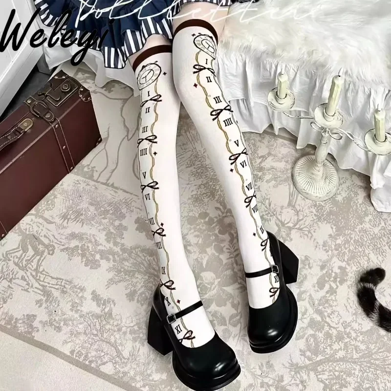 

Kawaii Jirai Kei Lolita Cotton Long Stockings American Fashion Womans Clothing Autumn and Winter Cute Versatile Knee High Socks