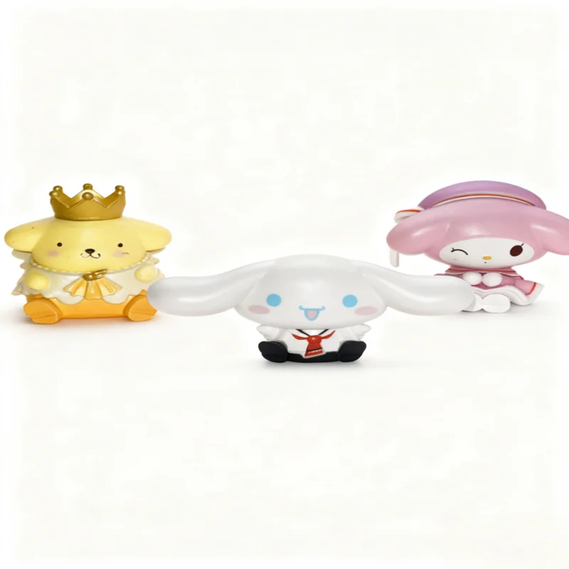 MINISO サンリオ カワイイ キティフィギュア：キルミ、ヤミガミ、サクラ 座り姿フィギュア、回転人形マシンアクセサリー、誕生日プレゼント