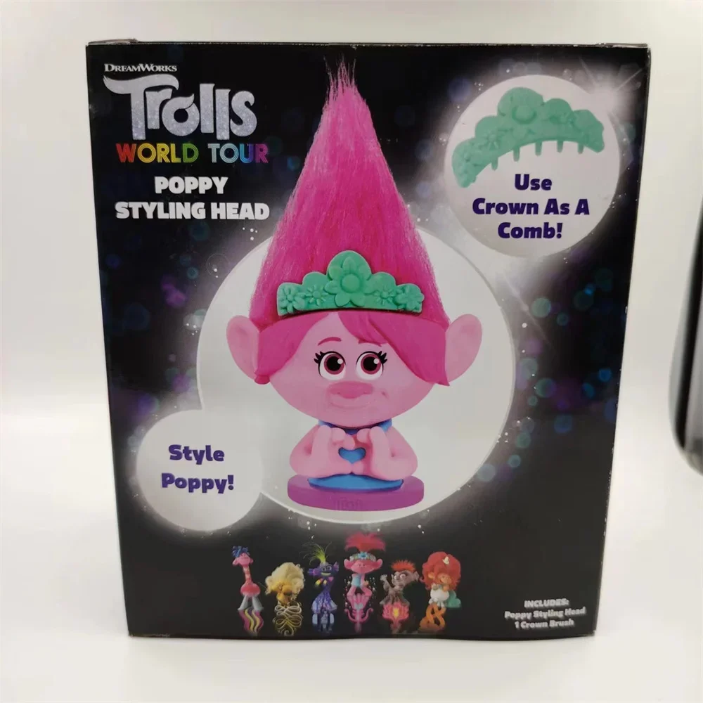 15cm DreamWorks Trolls Princess Poppy Anime Action Figures World Tour Poppy Styling Head Decoration Ornaments Toys Kids Gift