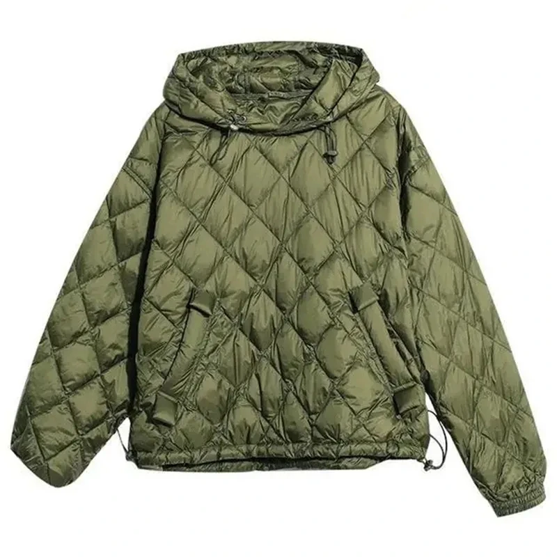 Women\'s Japanese Quilted Cotton Keep Warm Cotton-Padded Jacket Autumn And winter New Female Coat Hooded Long-Sleeved Coat Green