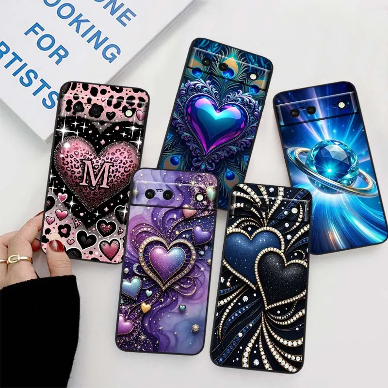

Leopard Print Art Love Heart For Google Pixel 9a 9 8A 8 7 7A 6 6A Pro XL 2024 5G Black Soft TPU Silicone Cover Phone Case