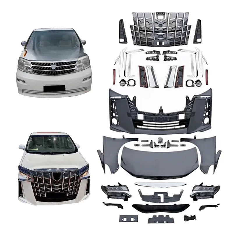 High Quality 2002 Upgrade Conversion Kits To 2018  Body Kit Pp Material Bumper For Toyota Alphard 2002-2008 Bodykit