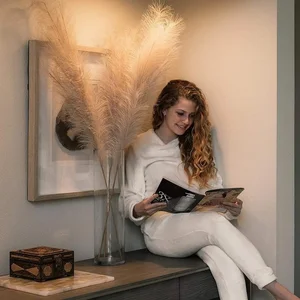 Pampas Tığ İşi Boho Çiçekler Dekoratif çiçek aranjmanları olarak-Evde Ziyafet Masası, Çimen, Sevimli, Düğün için Deko, %100 zemin katın düzenlenmesindeki en büyük satışların 12'si-no. 8