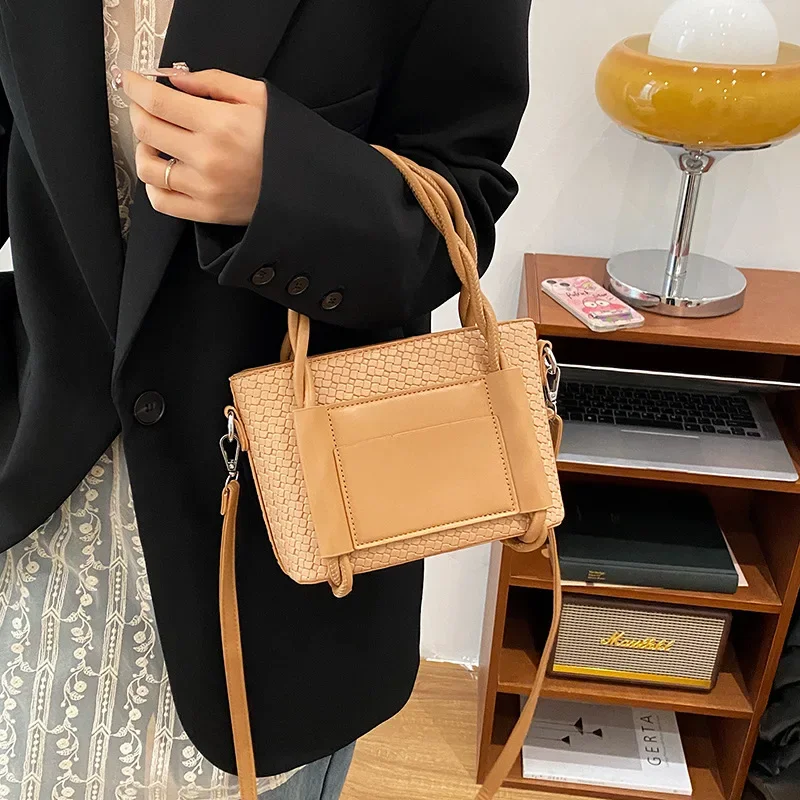 2025 Woven Vegan Leather Tote Women 3-in-1 Convertible Shoulder/Crossbody/Handheld Luxury Day-to-Night Essentials Bestseller