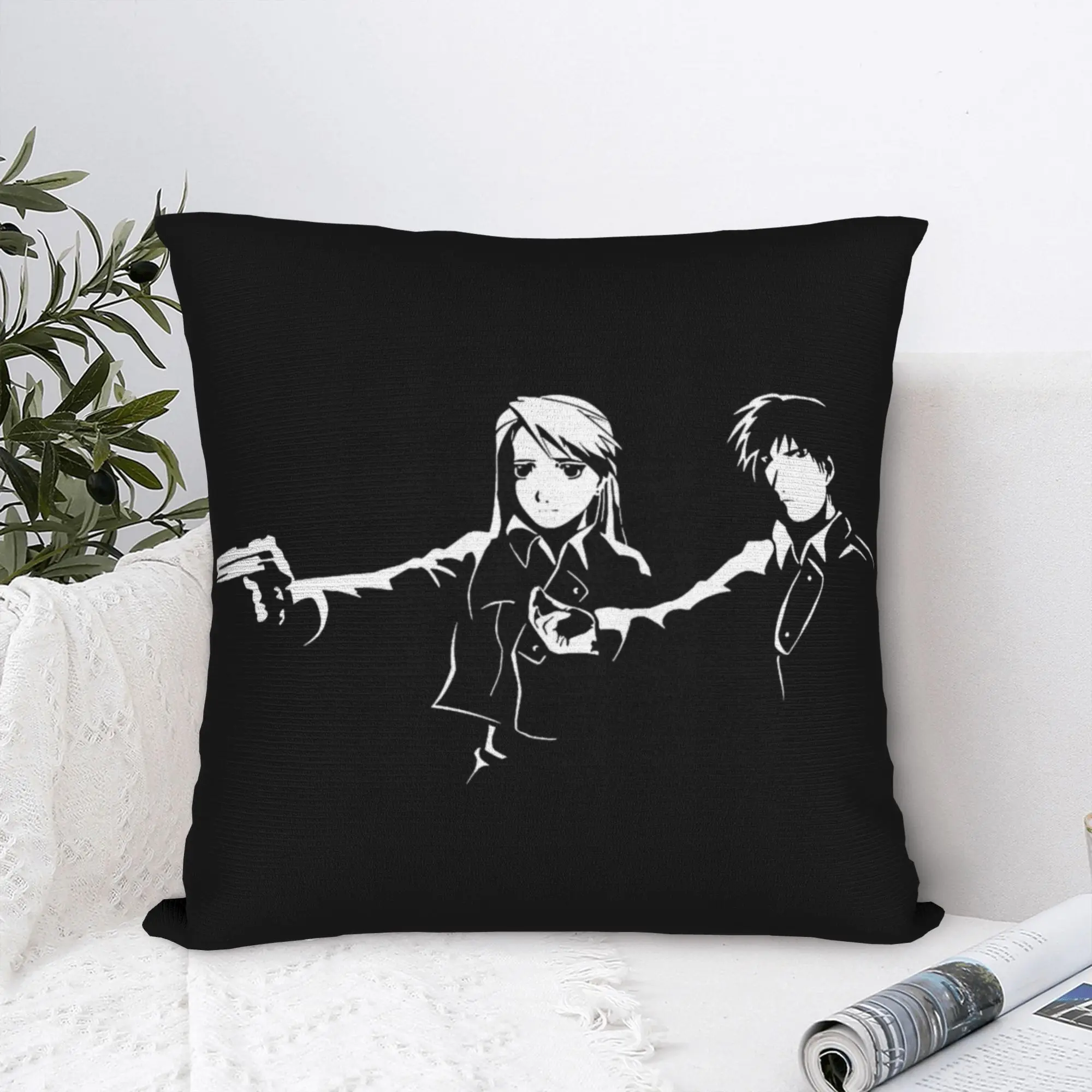 Fullmetal Alchemist Anime Pillowcase Soft Fabric Cushion Cover Gift Funny Meme Throw Pillow Case Cover Home Square 45X45cm
