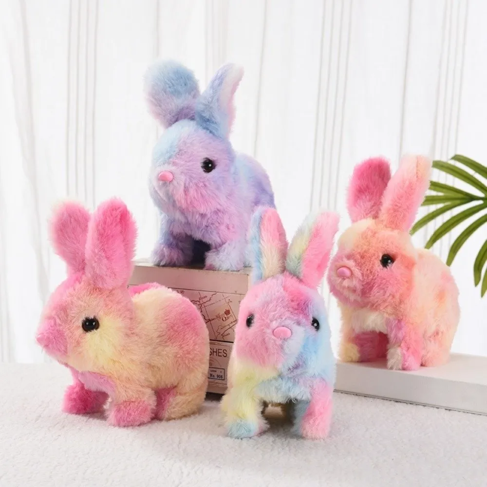 Juguete de Conejo Eléctrico Colorido y Adorable con Orejas Móviles, Emite Sonidos, Juguete de Peluche Interactivo, Regalo para Niños