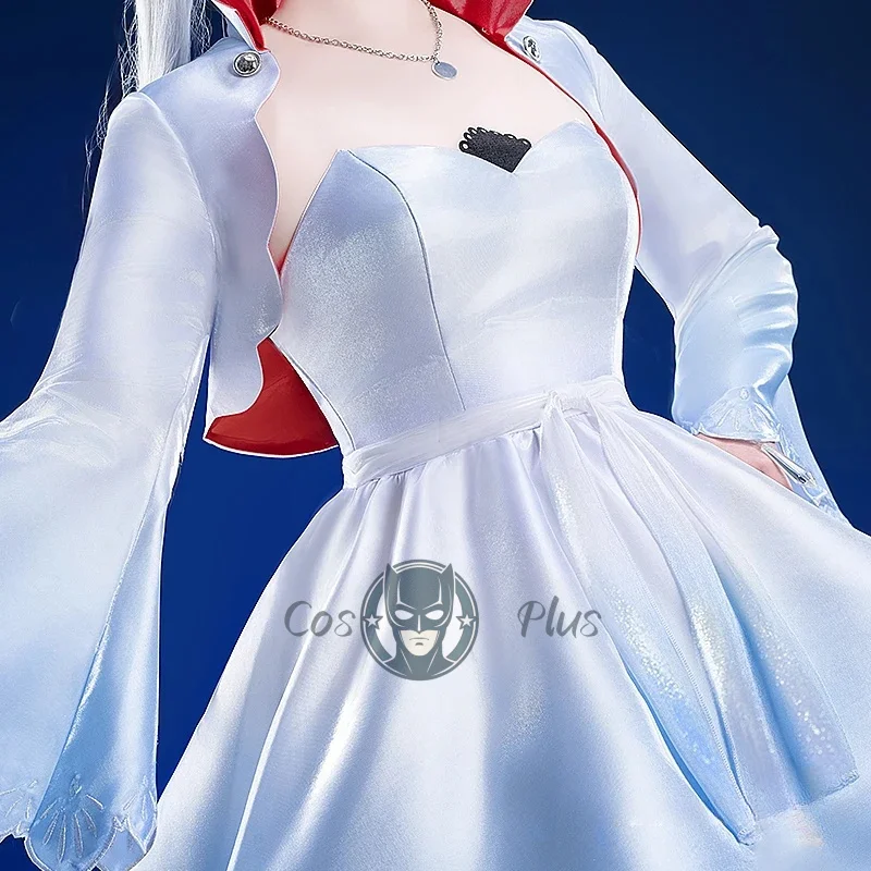 أزياء أنيمي RWBY Weiss Schnee التأثيرية فستان دانتيل متدرج أزرق وأبيض زي نسائي لحفلات الهالوين