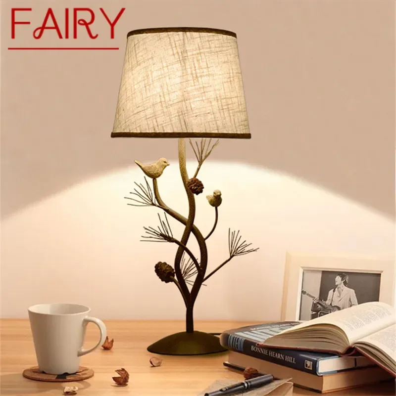 

Настольная лампа FAIRY в американском стиле ретро, светодиодная лампа в скандинавском стиле для гостиной, кабинета, спальни, прикроватная лампа, вилла, отель, проживание в семье, настольная лампа