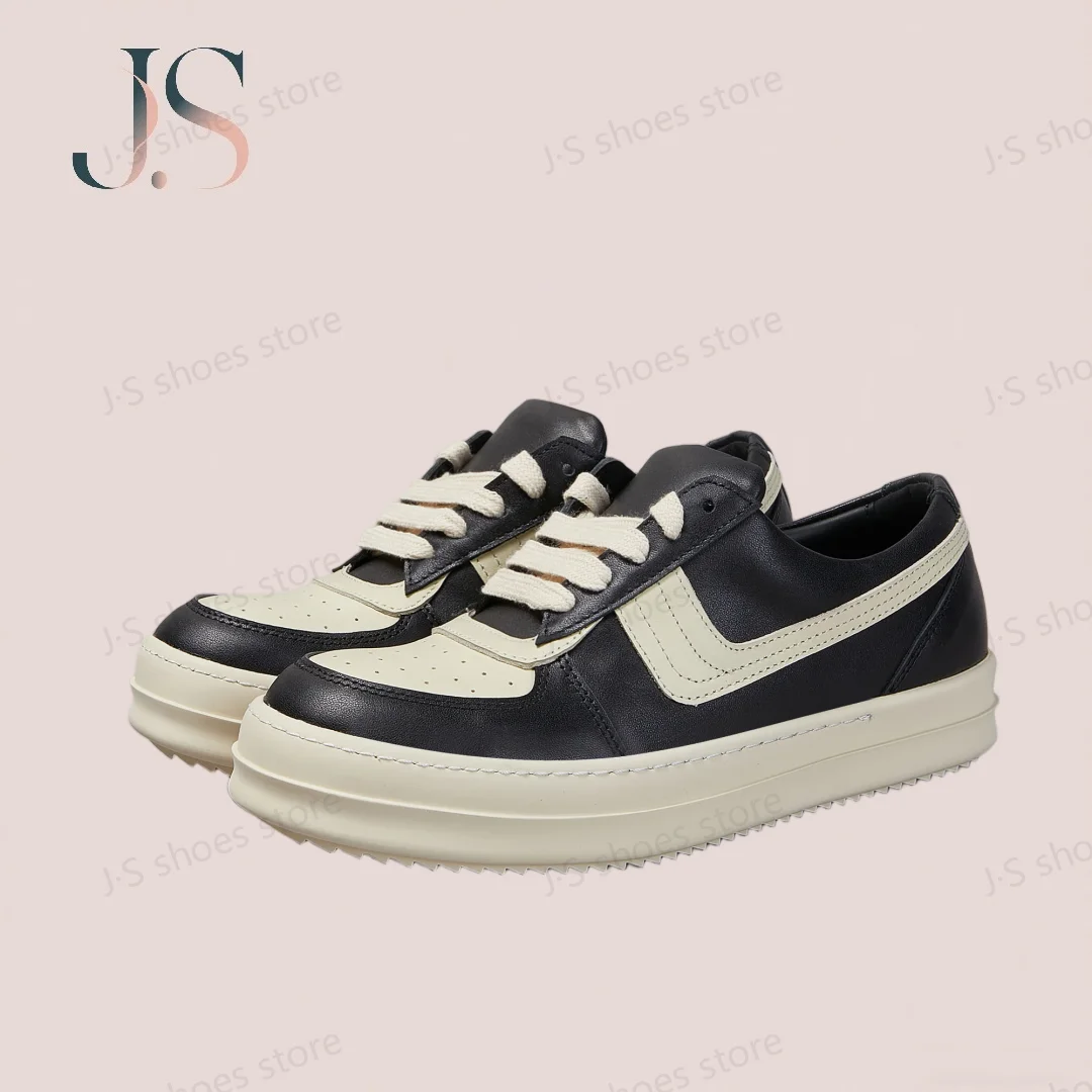 

Brand Casual Shoe Ro White Black Leather Men Sneaker Women Low Top Shoes Luxury Flat Skateboard Black Cowhide Sneakers