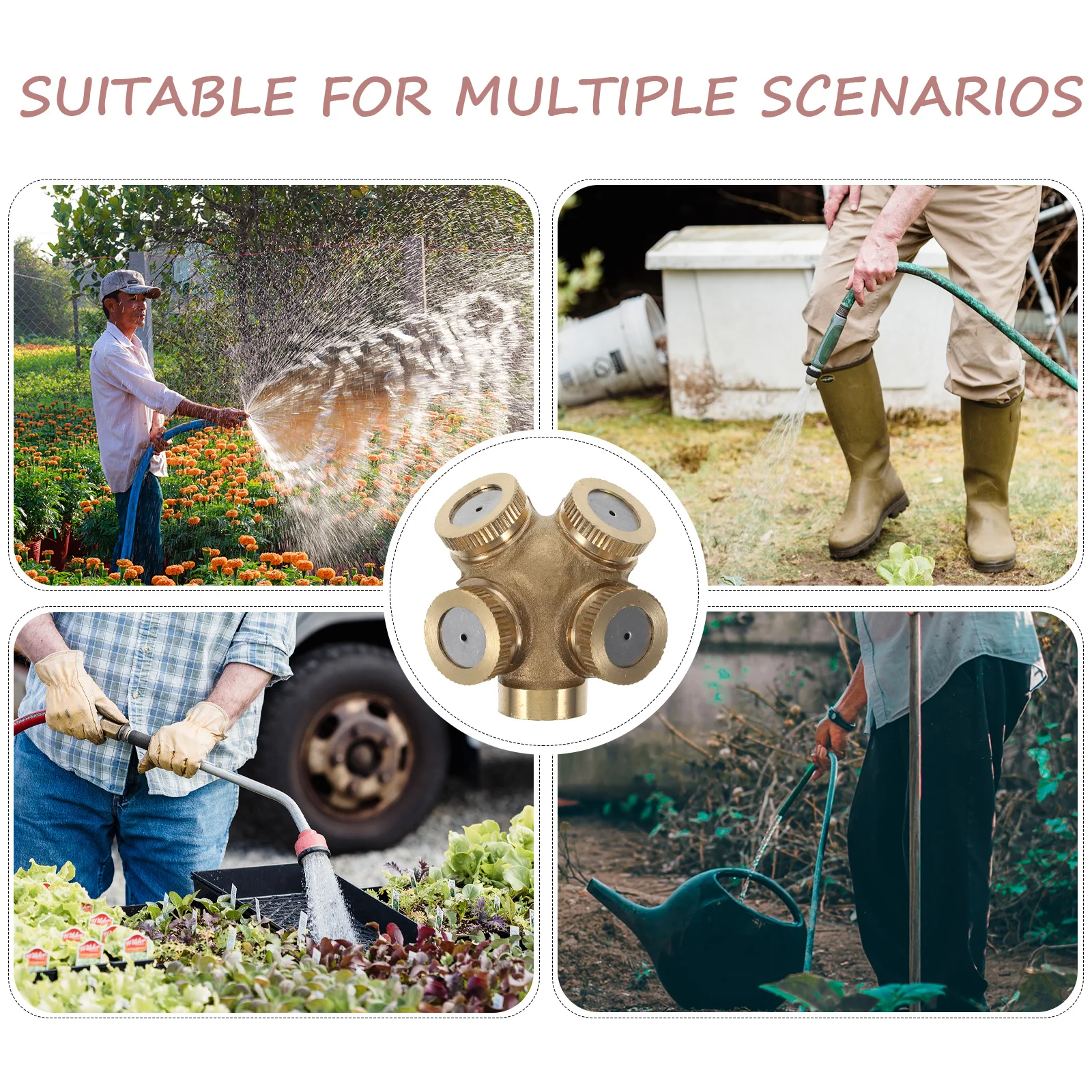 Buse de pulvérisation de brouillard en laiton à 4 trous, 4 pièces, buses de pulvérisation d'eau agricole, arroseur de jardin, effet de brouillard froid, sens brumeux M14x15