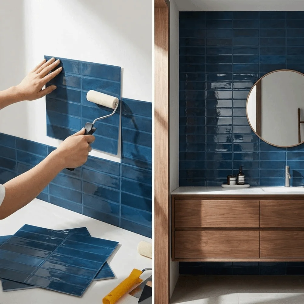 Strong Adhesive 3D Tile Stickers Three-Dimensional Layered Drip Glue Material Self-adhesive wallpaper Classic Neutral Styles