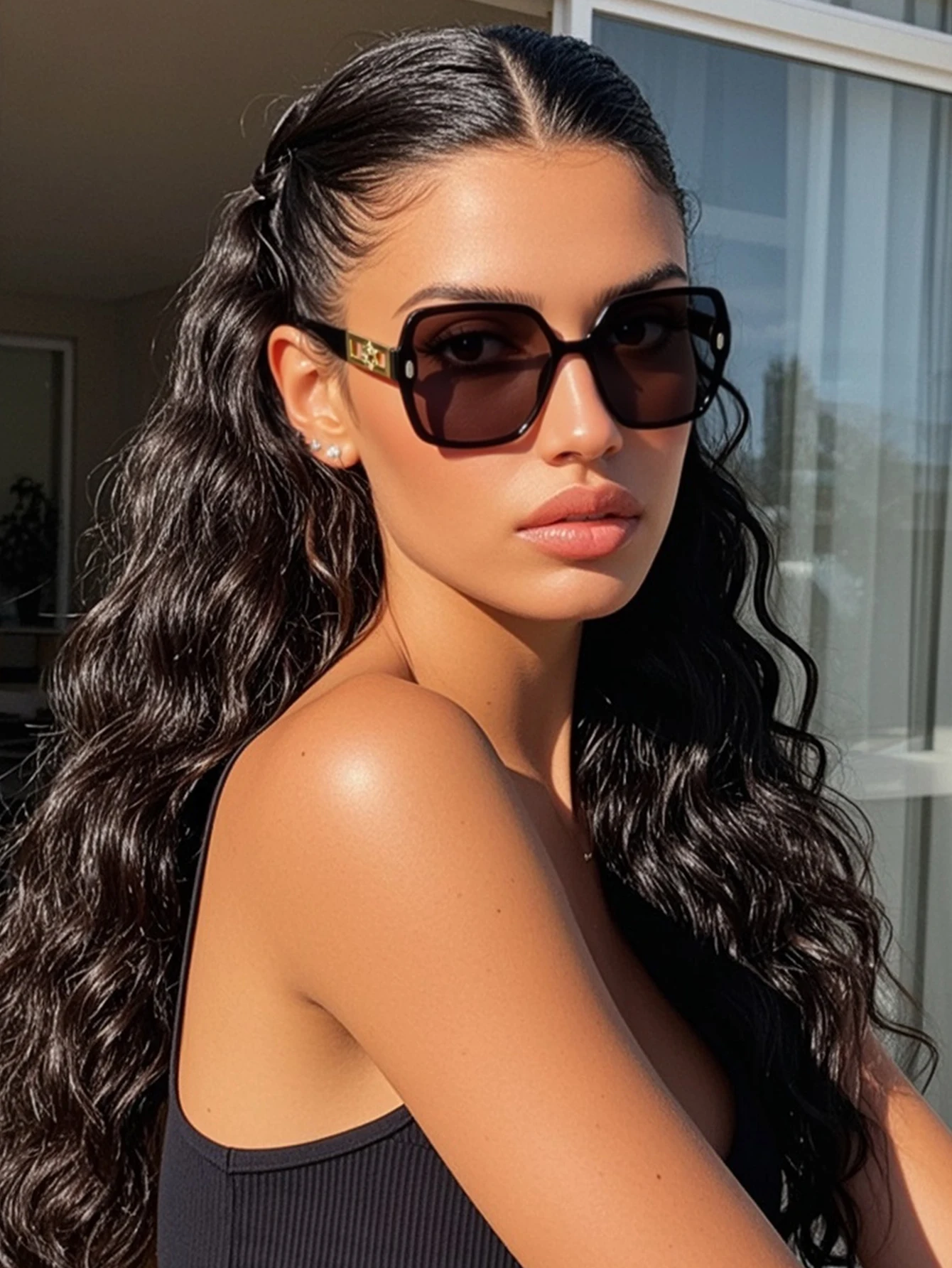 1 Stück modische Sonnenbrille mit quadratischem Rahmen, Sommer-Reisezubehör, beliebte Sonnenbrille, geeignet für den täglichen Gebrauch, Reisen und Urlaub