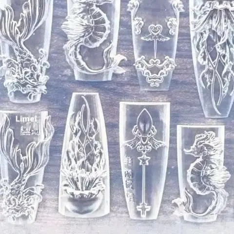 3D Silicone Nail Mold Sea Shell Starfish Fishtail Jellyfish Conch Transparent Nail Art Carving Template DIY Accessories