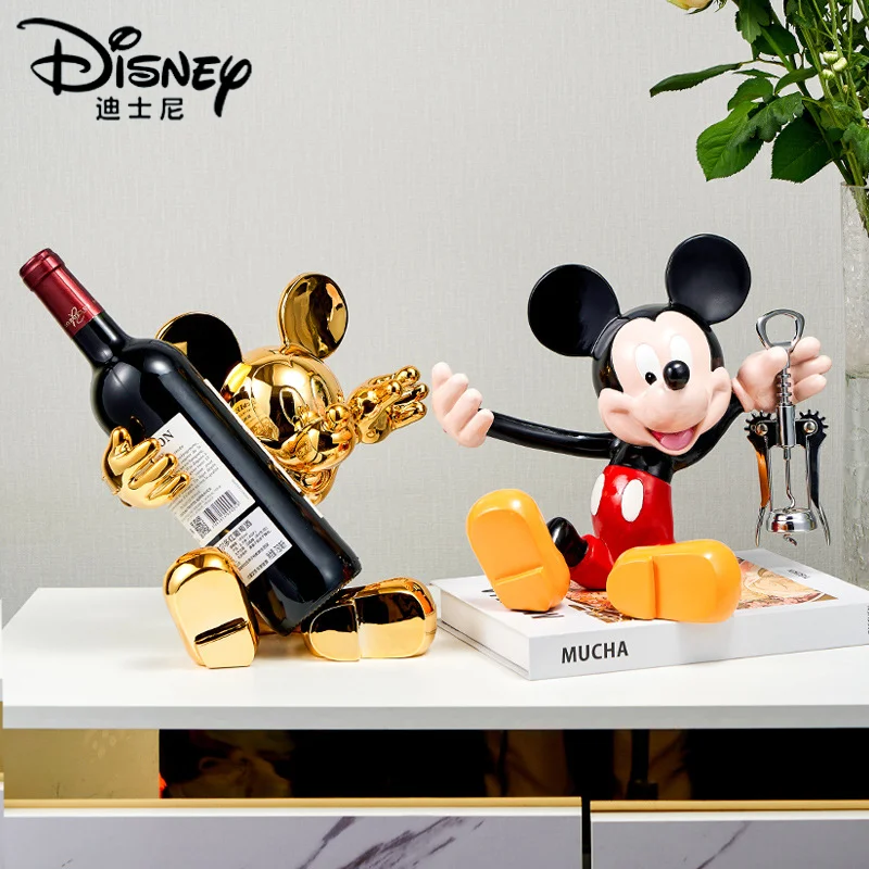 

Disney Anime Mickey Mouse Statue Wine Rack Cartoon Kawaii Figure Resin Sculpture Trendy Room Decor Ornament Christmas Gift Day