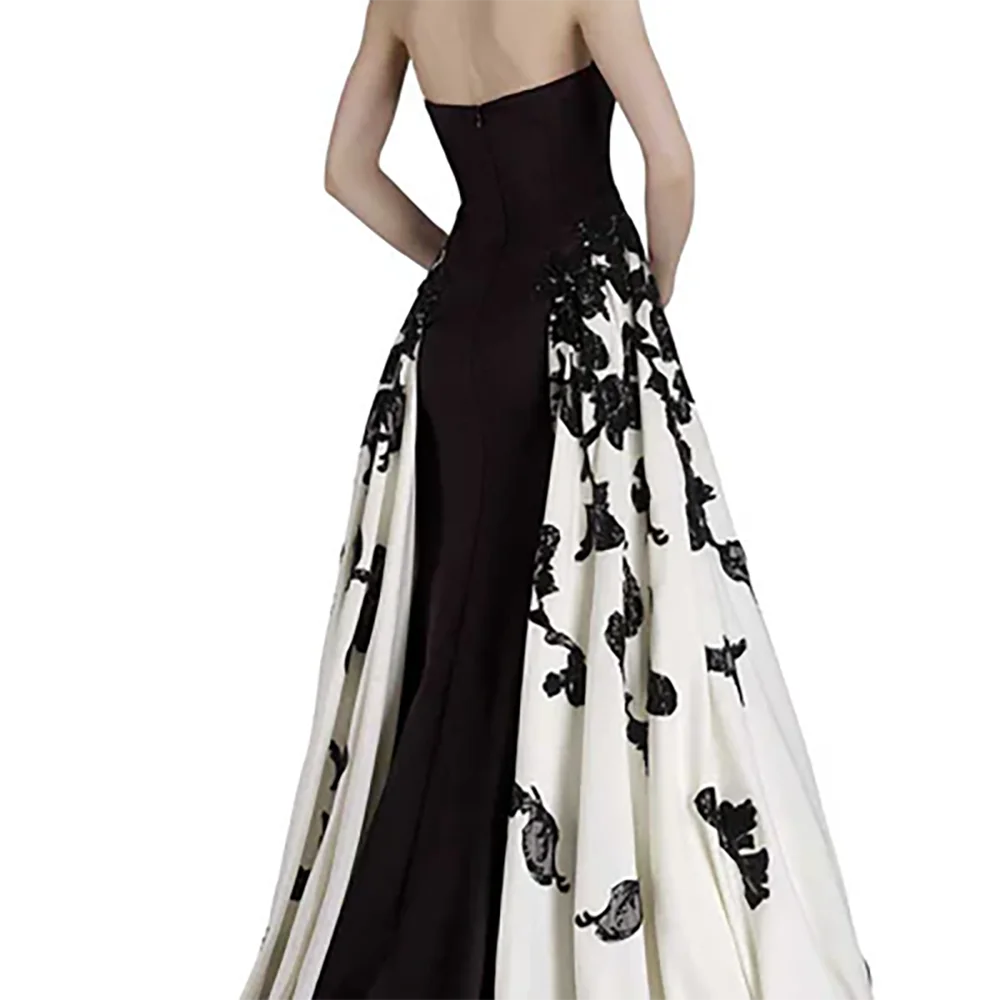 Klassische Kontrastfarbe, ärmellos, Blumenfalte, abnehmbare A-Linie, formelle Abendkleider, Geburtstagsfeier, Abschlussballkleider, individuell gestaltet