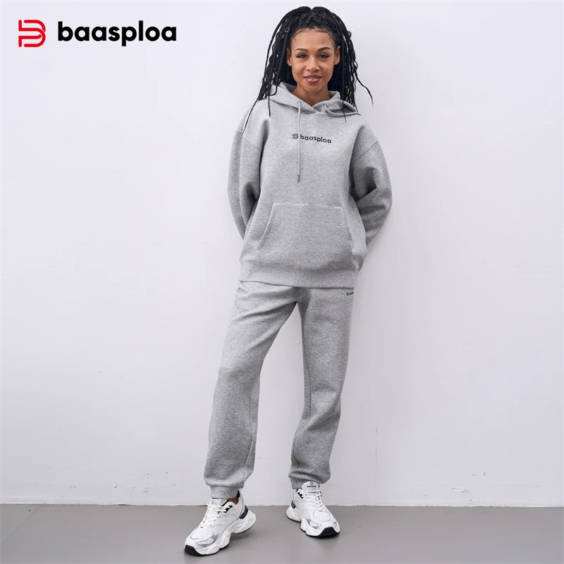 Baasploa Women Sport Suit Comfort Soft Hoodies Sweatpants Women Brand Casual Exercise Sets Fashion Trend Sportswear New Arrival