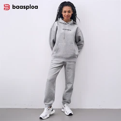 Baasploa Women Sport Suit Comfort Soft Hoodies Sweatpants Women Brand Casual Exercise Sets Fashion Trend Sportswear New Arrival