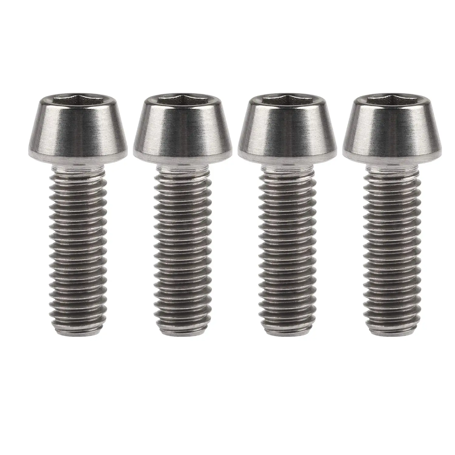 

4pcs Titanium Ti M6X18 Allen Hex Screw Socket Cap Tapered Bolt M6x18mm, Allen Hex Bike Fixed Stem Screws for Mountain Bicycle