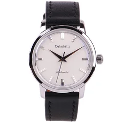 Heimdallr Men's Dress GS Wristwatch White Dial Bubble Glass Miyota 8215 Automatic Movement Leather Strap 5Bar Water Resistant