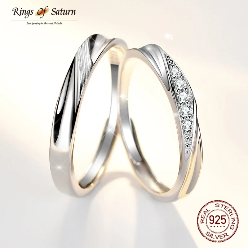 

Rings of Saturn Romantic 100% Pure 925 Sterling Silver Rings For Women Men Wedding Fine Jewelry Couple Rings For Lover