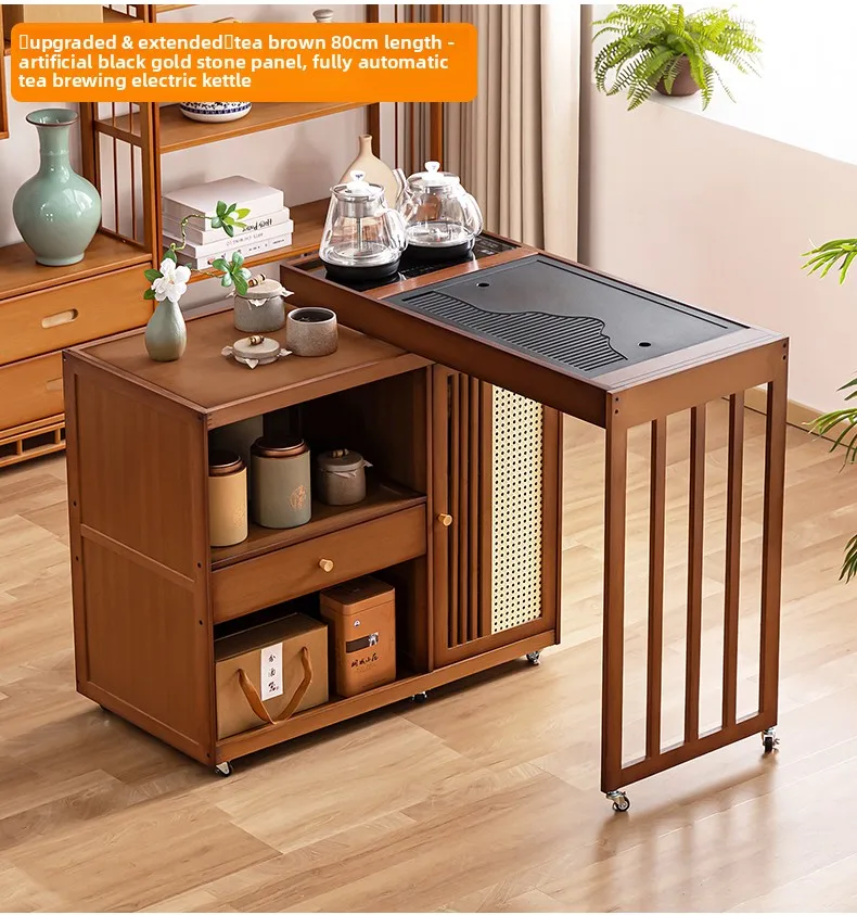 2025 Hot Selling Portable Tea Table with Heating Kettle for Home Balcony Tea Ceremony